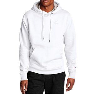 White Men's Champion Fleece Pullover Hoodie